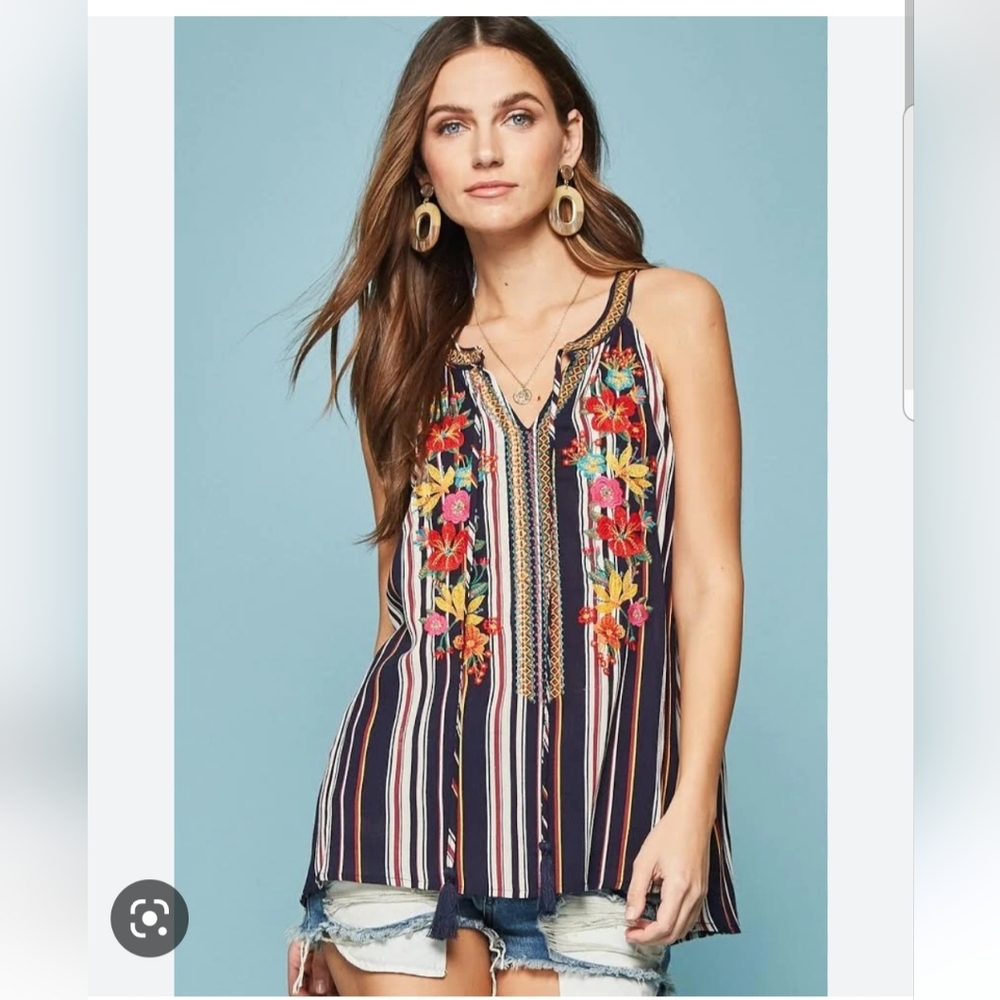 Sleeveless Embroidered Top